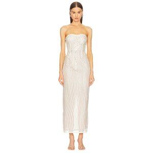 Michael Costello x REVOLVE Opal Midi Dress in Ivory Beige XSmall New Womens